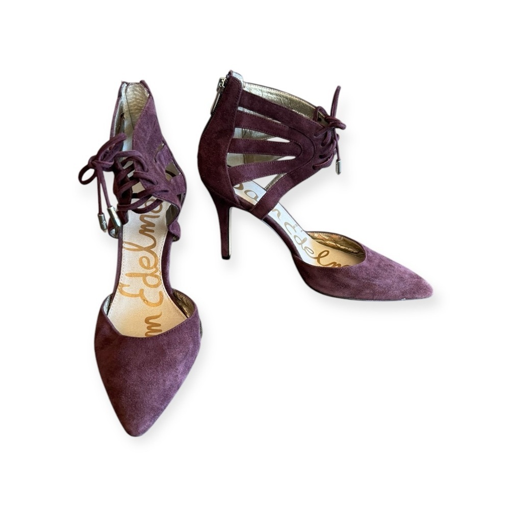 Sam Edelman New York shoes heels burgundy tie front 7.5